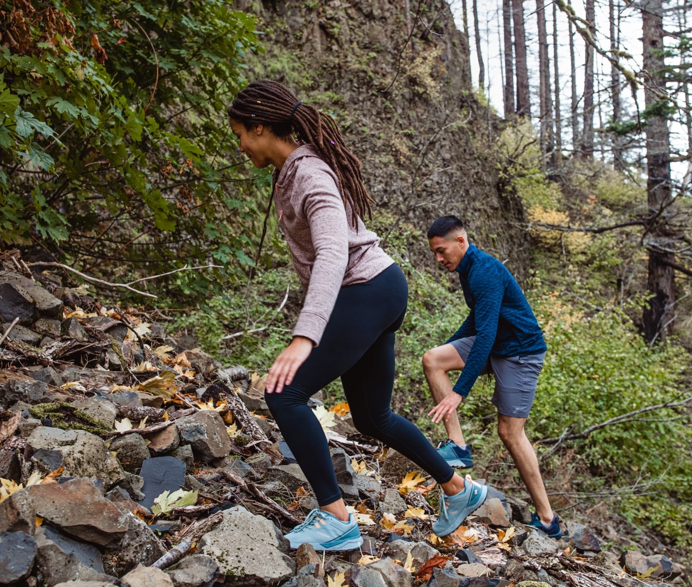 Click to read more. Image features a man and woman wearing Cascade Trail. 